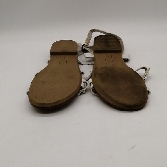 Lane Bryant Womens Slingback Sandal White Faux Leather Beaded Buckle 9W - Picture 4 of 9